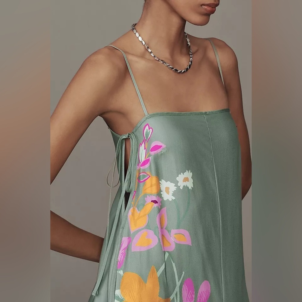 NWT! By Anthropologie Printed Wide-Leg Jumpsuit green Floral 🏈🦊 - Picture 2 of 6